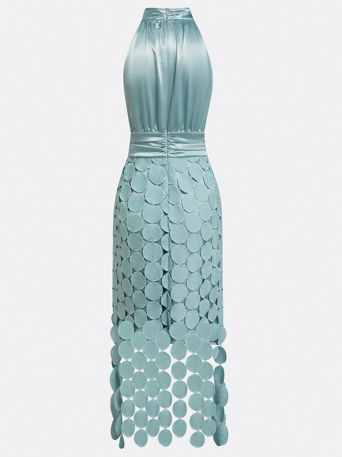 Circle Appliqué Halter Midi Dress