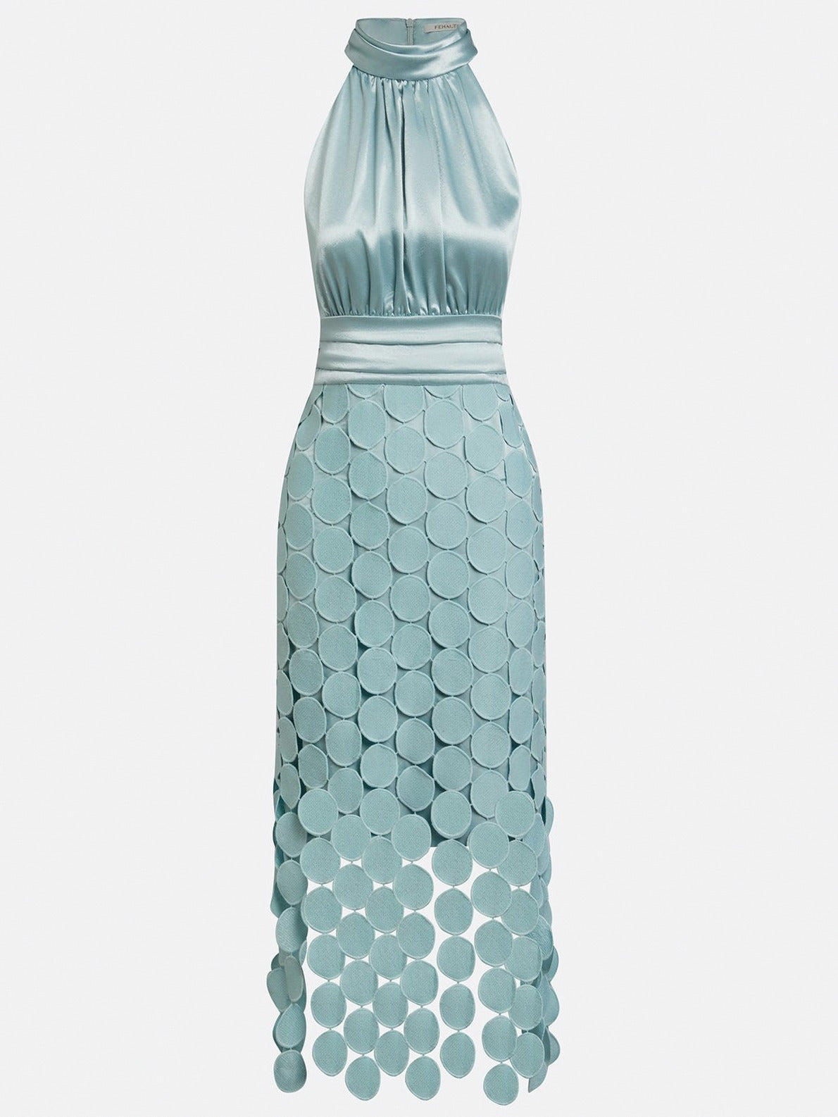 Circle Appliqué Halter Midi Dress