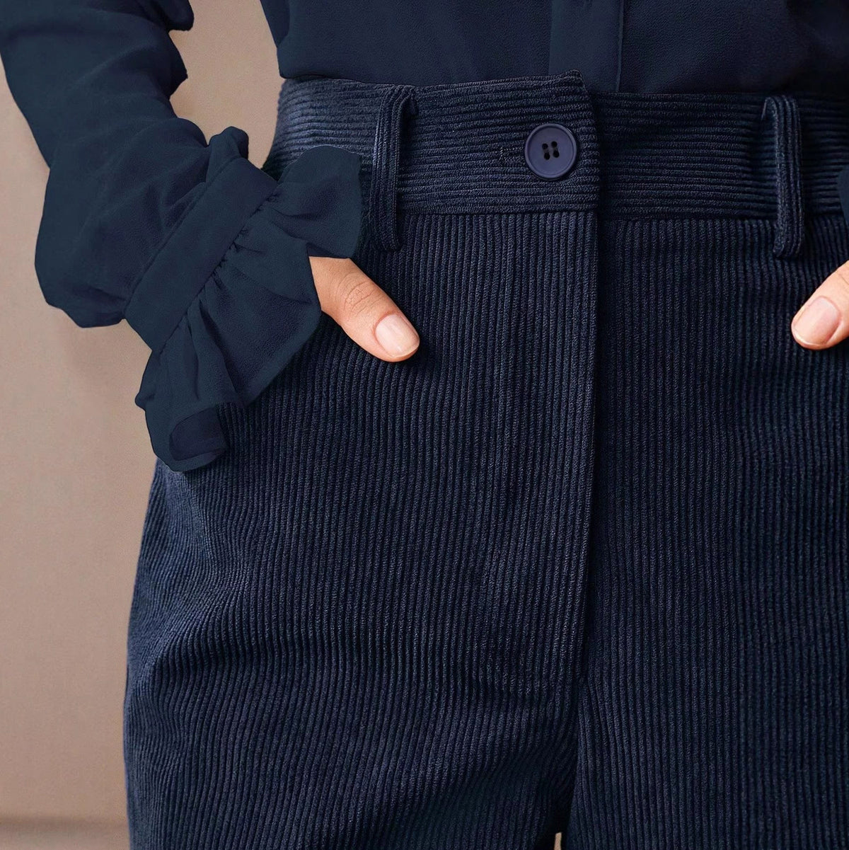 Corduroy High Waist Wide Leg Pants