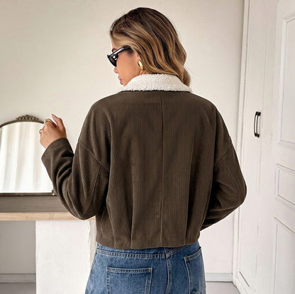 Corduroy Sherpa Collar Zip Jacket