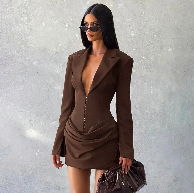 Corset Ruched Blazer Dress