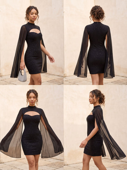 Cutout Cape Sleeve Mini Dress