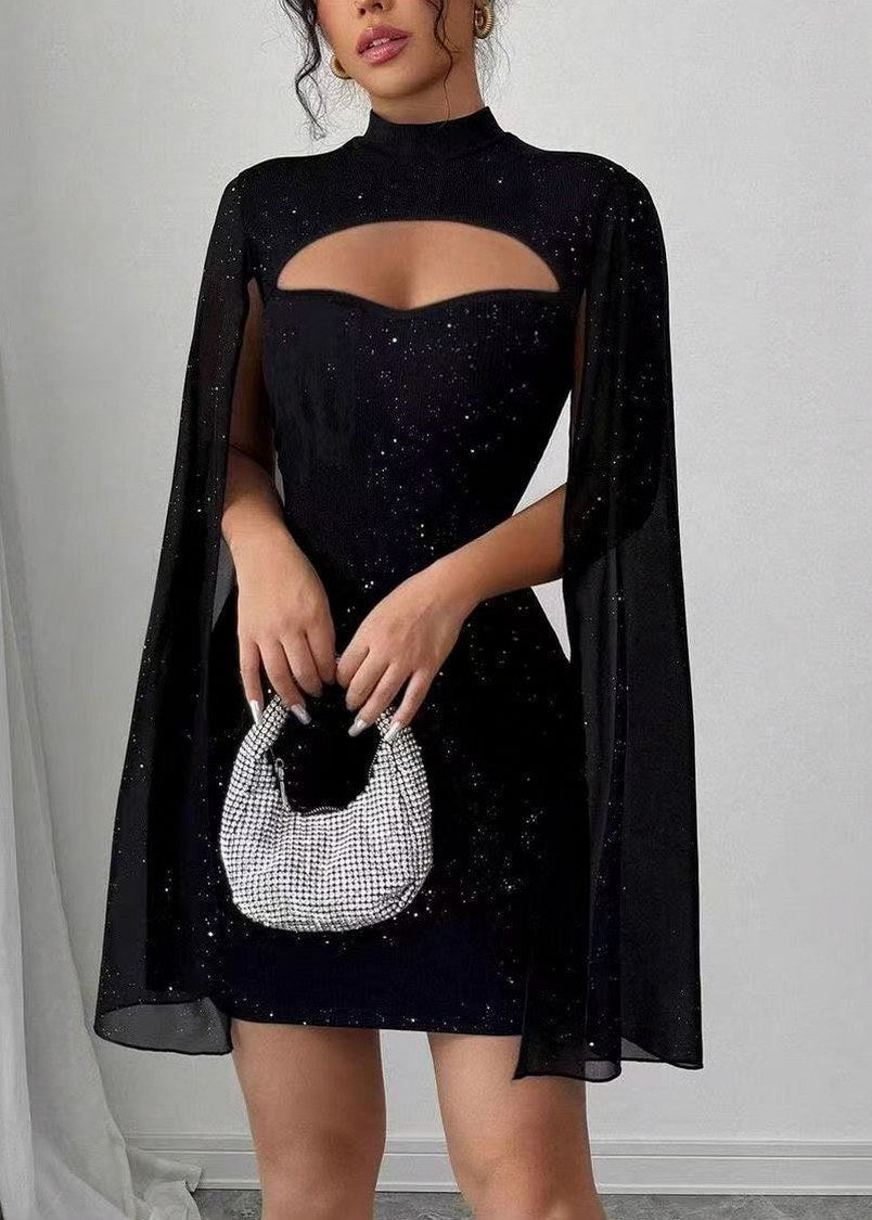 Cutout Cape Sleeve Mini Dress