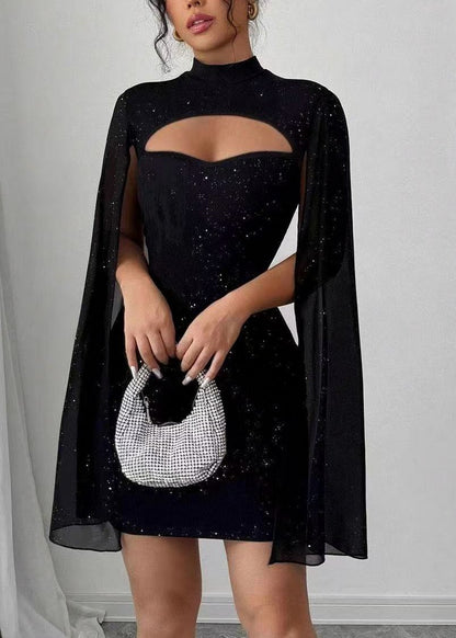 Cutout Cape Sleeve Mini Dress
