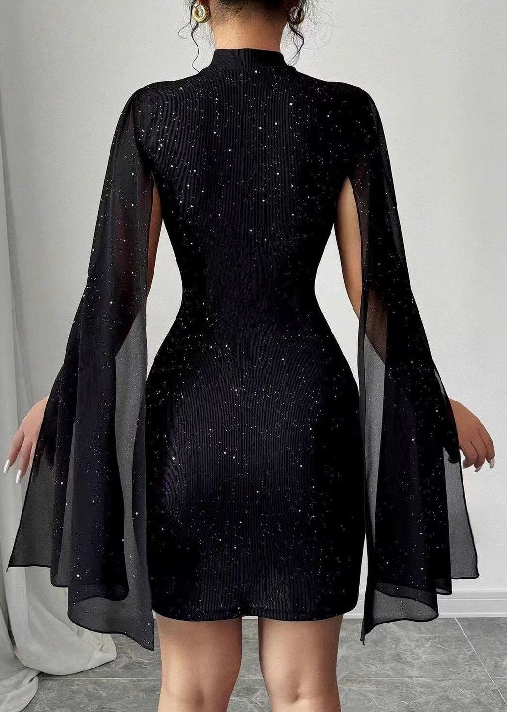 Cutout Cape Sleeve Mini Dress