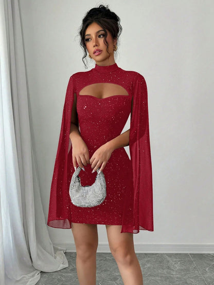 Cutout Cape Sleeve Mini Dress