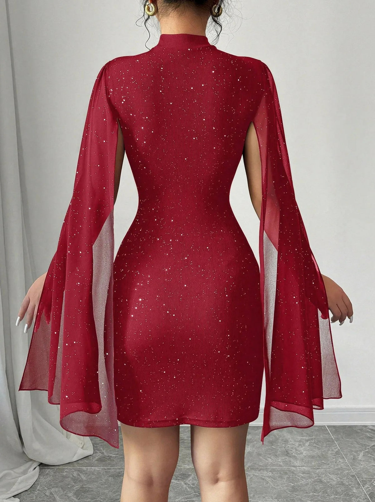 Cutout Cape Sleeve Mini Dress