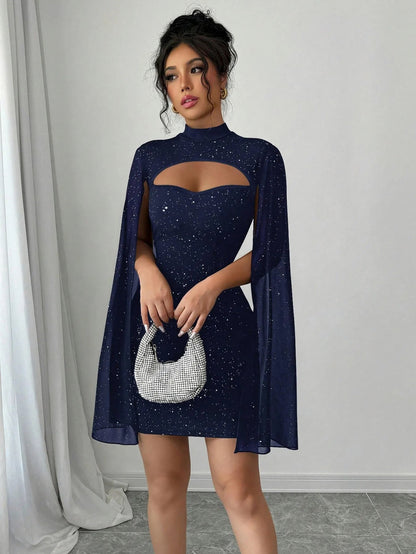 Cutout Cape Sleeve Mini Dress