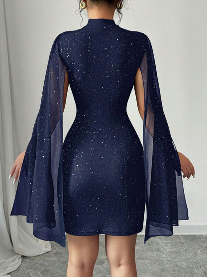Cutout Cape Sleeve Mini Dress