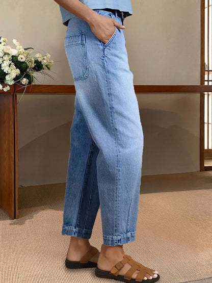Denim Seamed Slit Hem Jeans