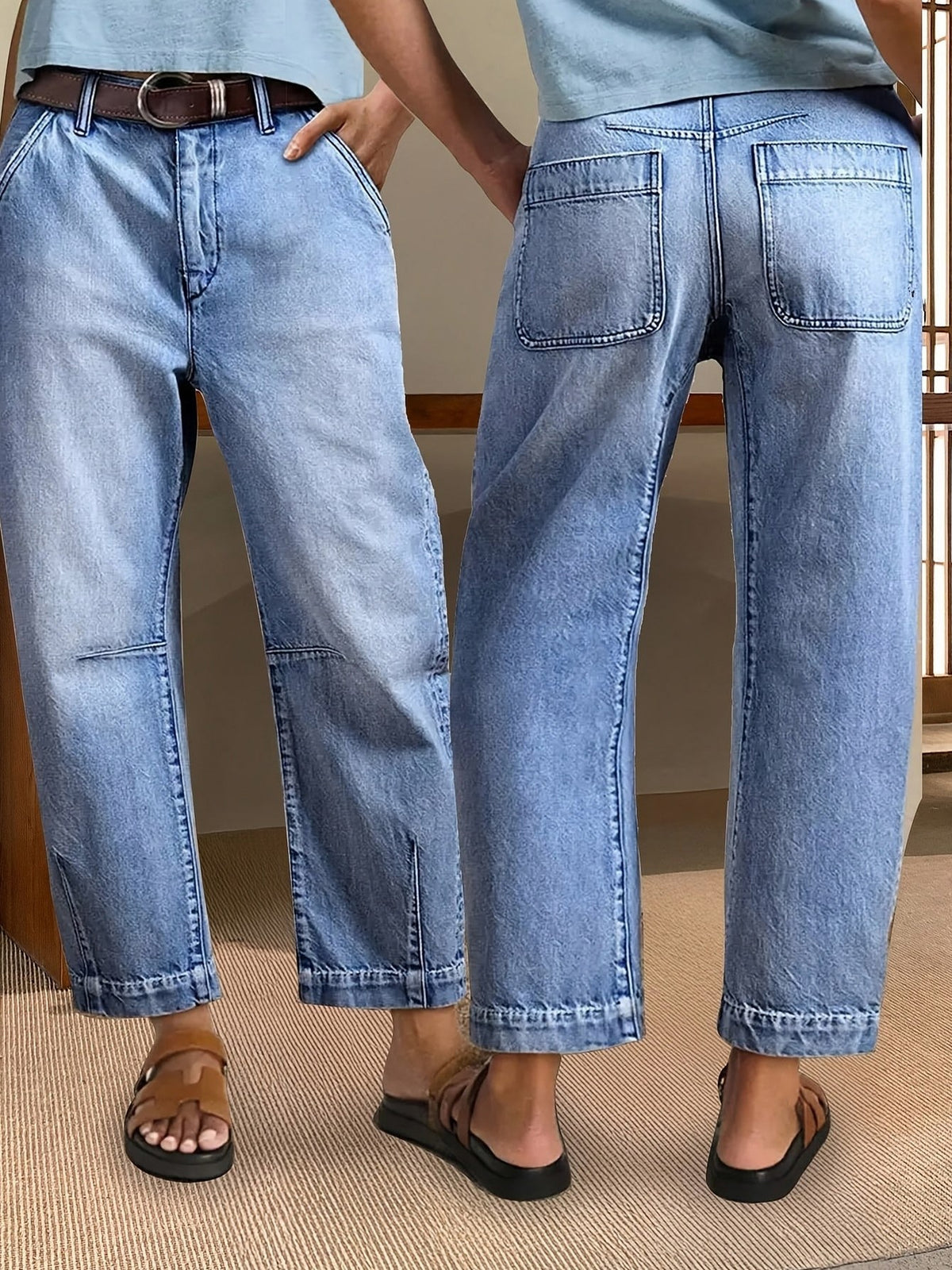 Denim Seamed Slit Hem Jeans