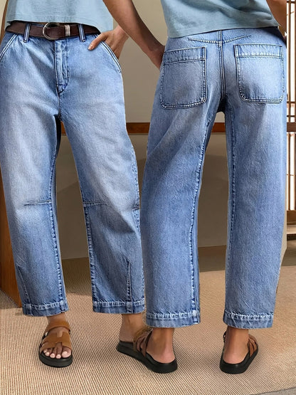 Denim Seamed Slit Hem Jeans