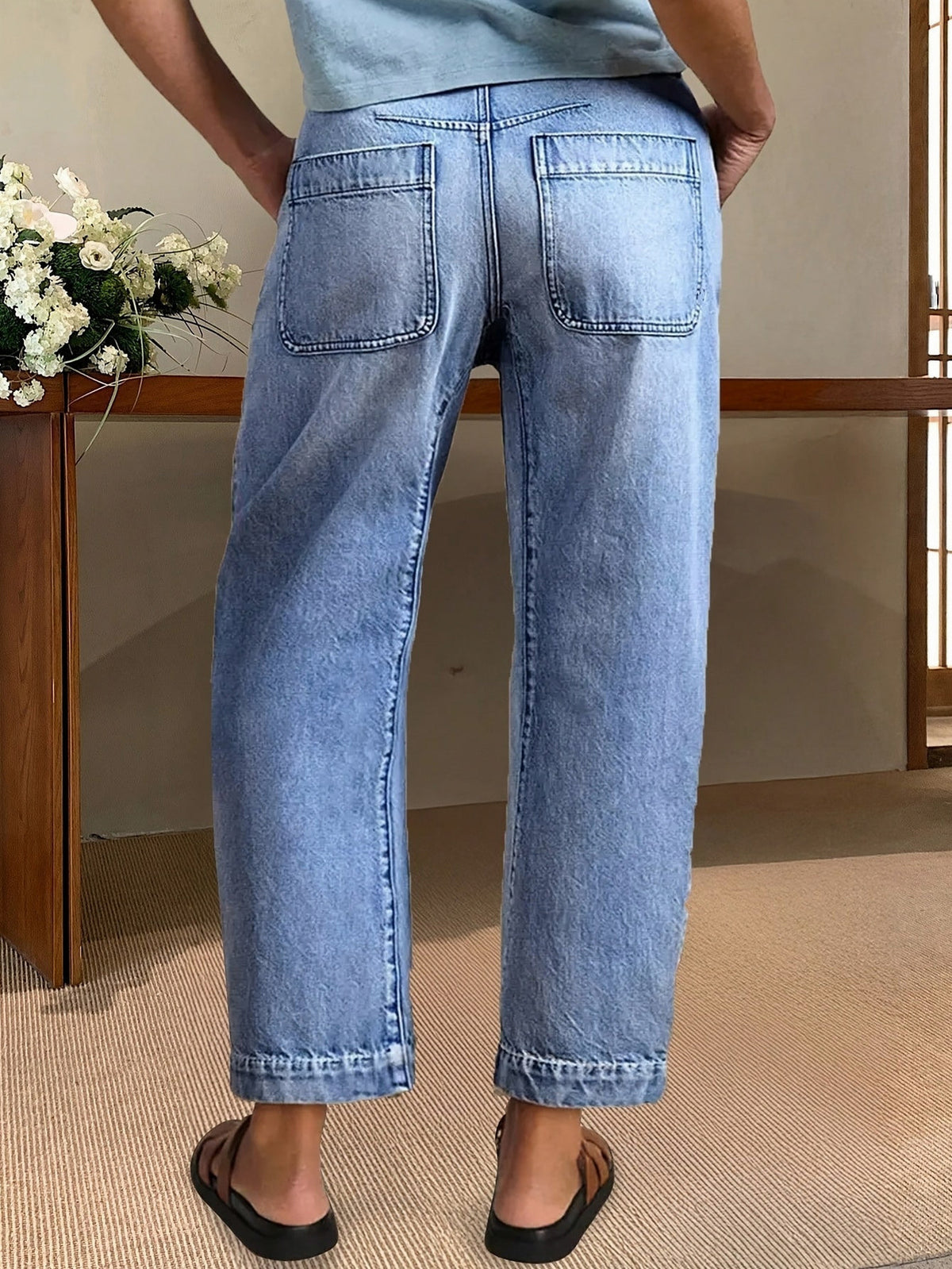 Denim Seamed Slit Hem Jeans