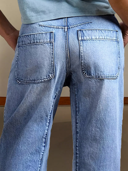 Denim Seamed Slit Hem Jeans