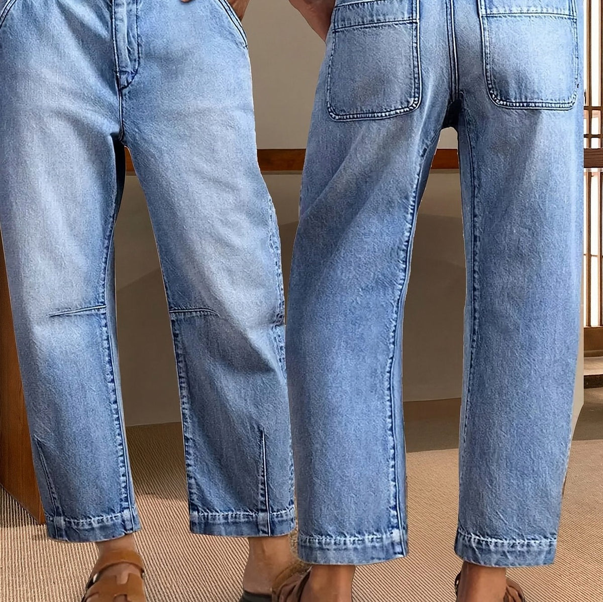 Denim Seamed Slit Hem Jeans