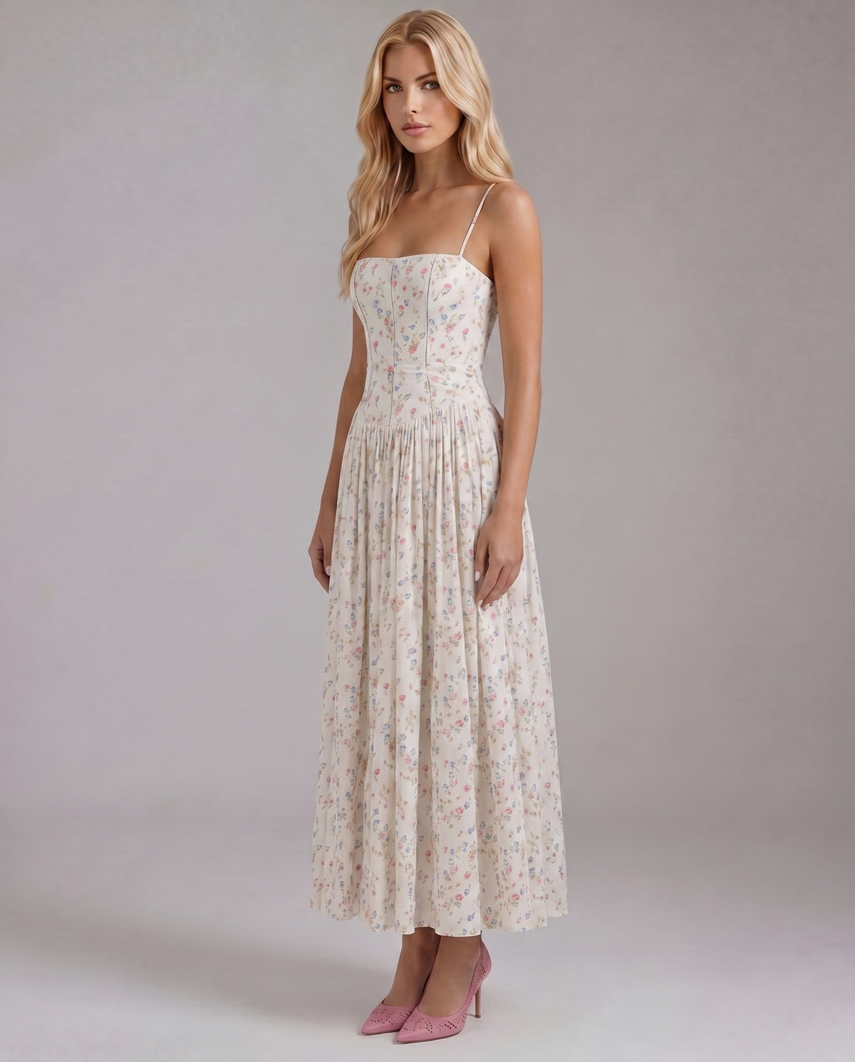 Ditsy Floral Corset Maxi Dress