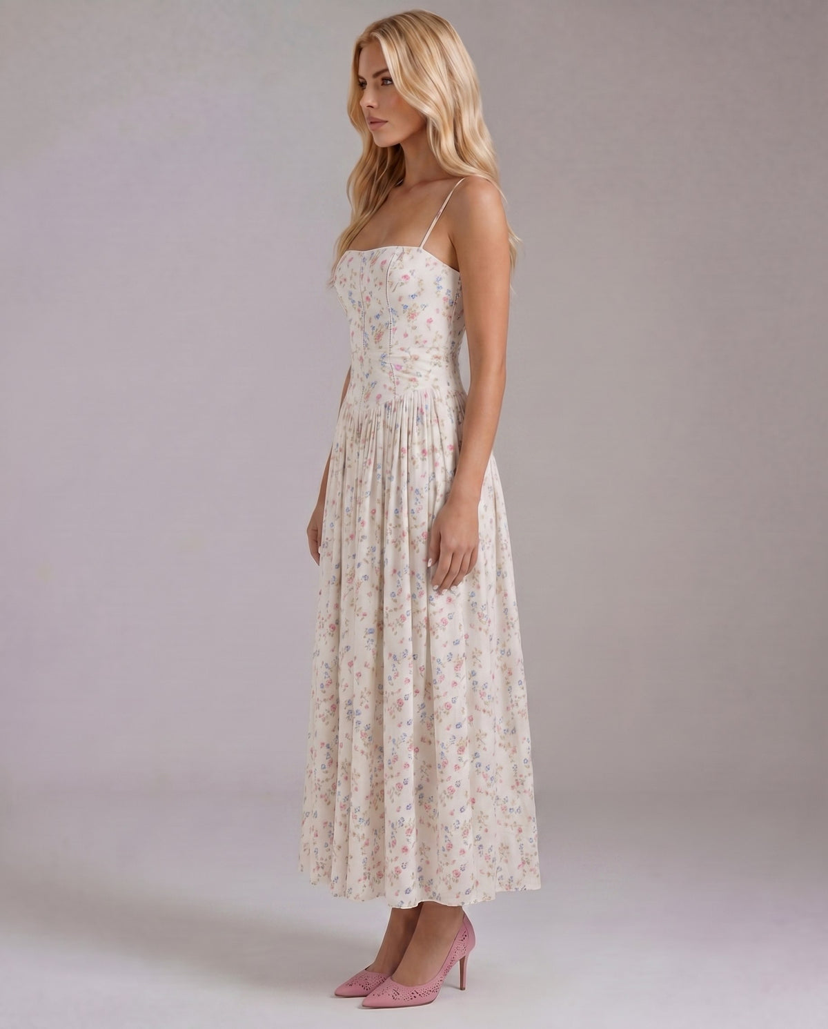 Ditsy Floral Corset Maxi Dress