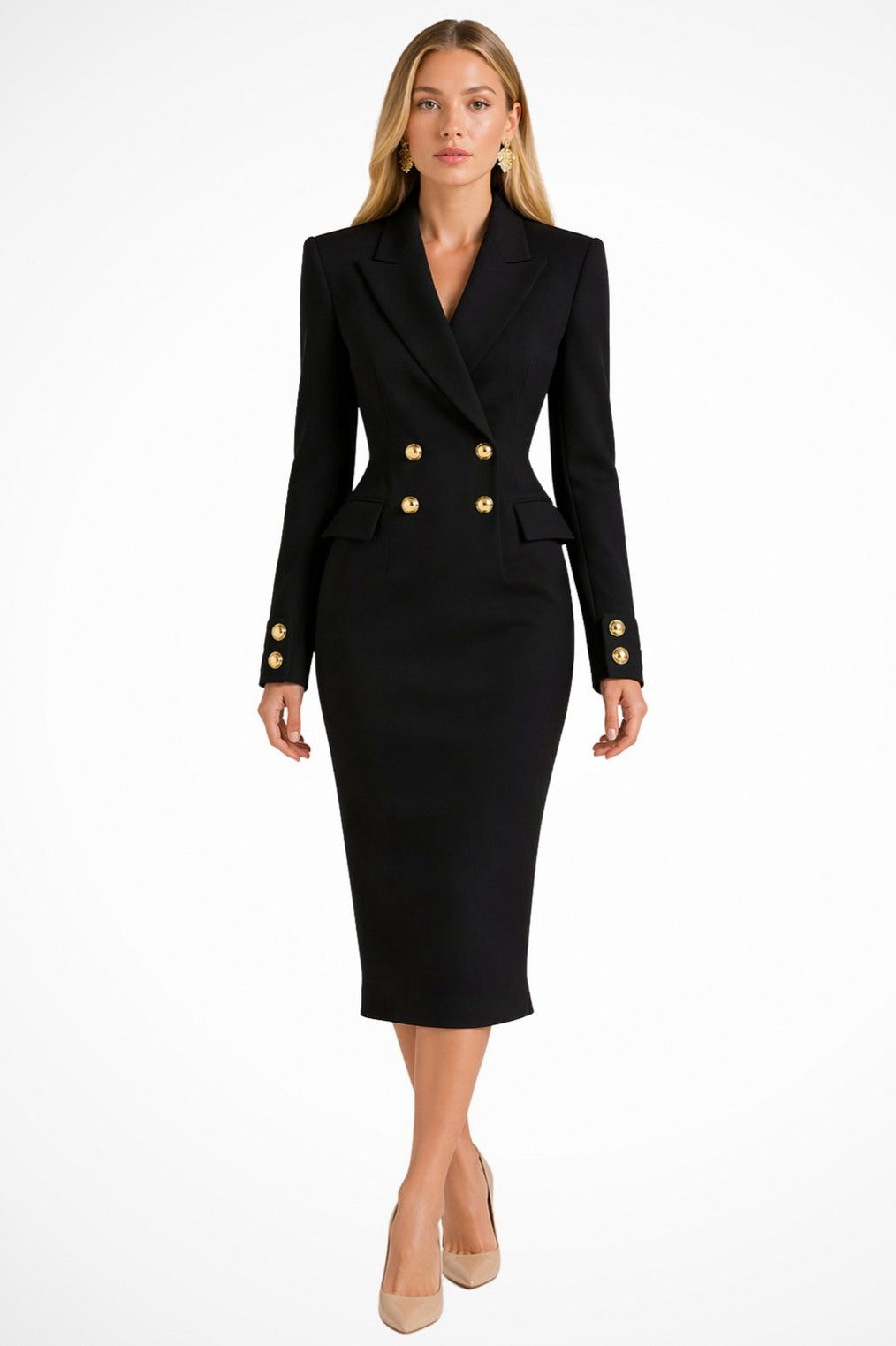 Double Breasted Midi Blazer Dress