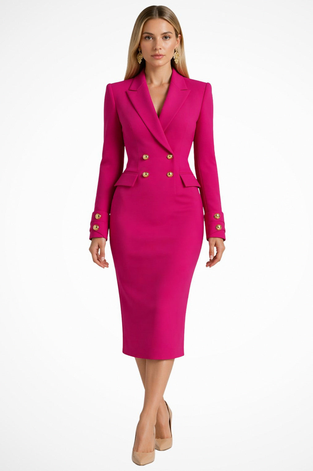 Double Breasted Midi Blazer Dress