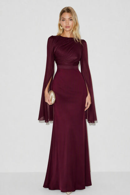 Draped Cape Sleeve Maxi Dress