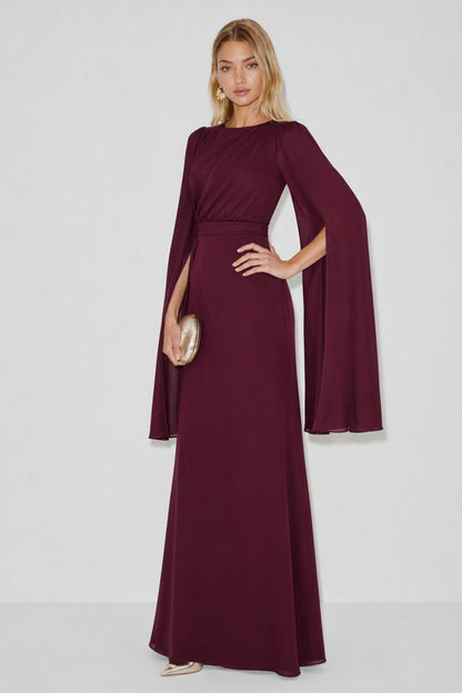 Draped Cape Sleeve Maxi Dress