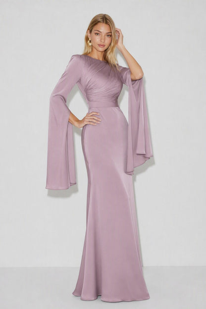 Draped Cape Sleeve Maxi Dress