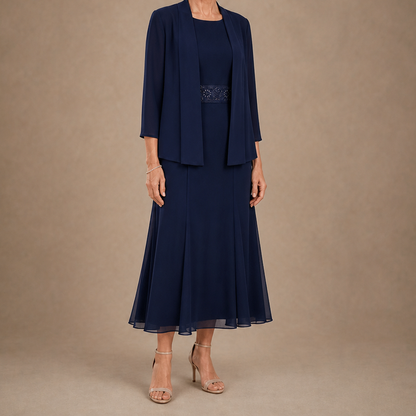Embellished Chiffon Midi Jacket Set