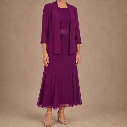 Embellished Chiffon Midi Jacket Set