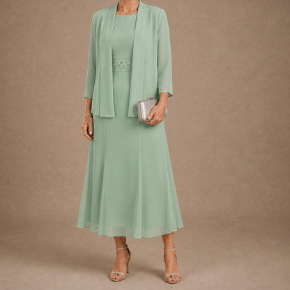 Embellished Chiffon Midi Jacket Set