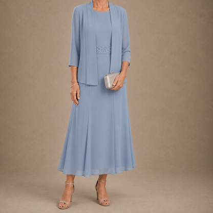 Embellished Chiffon Midi Jacket Set