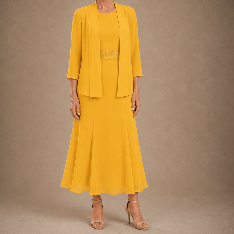Embellished Chiffon Midi Jacket Set