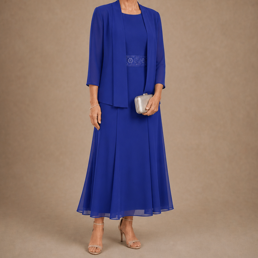 Embellished Chiffon Midi Jacket Set