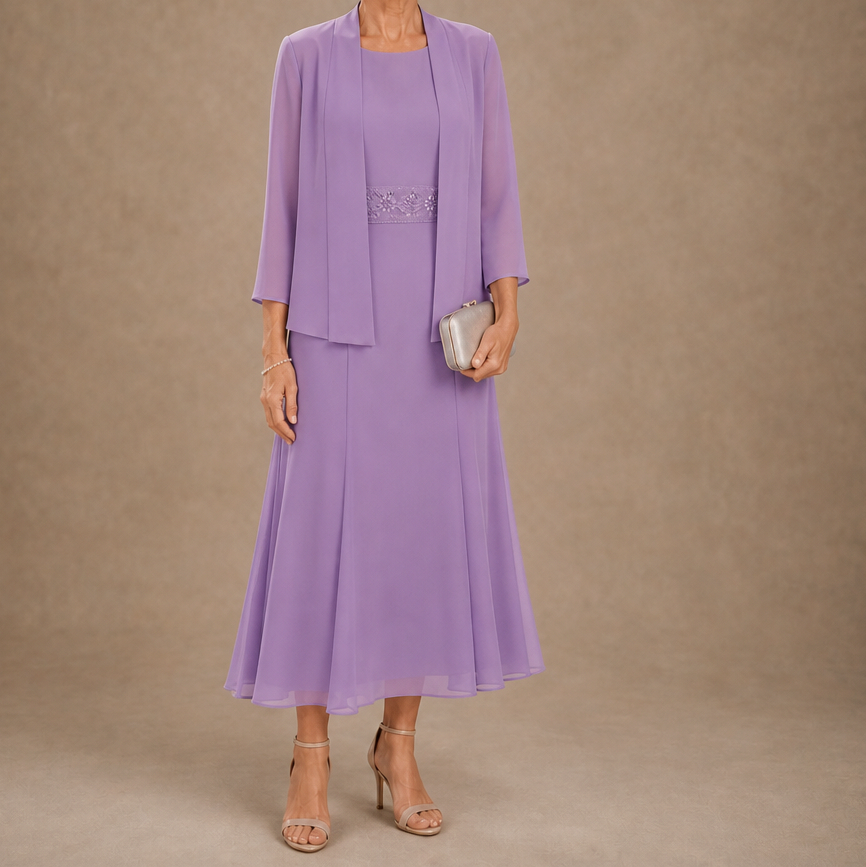 Embellished Chiffon Midi Jacket Set