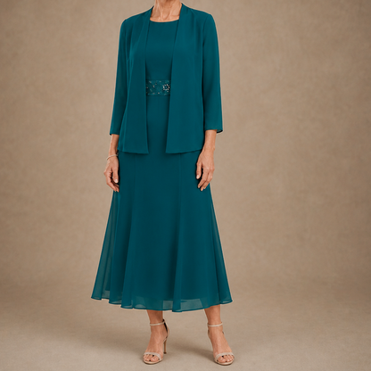 Embellished Chiffon Midi Jacket Set