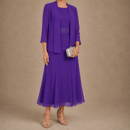 Embellished Chiffon Midi Jacket Set