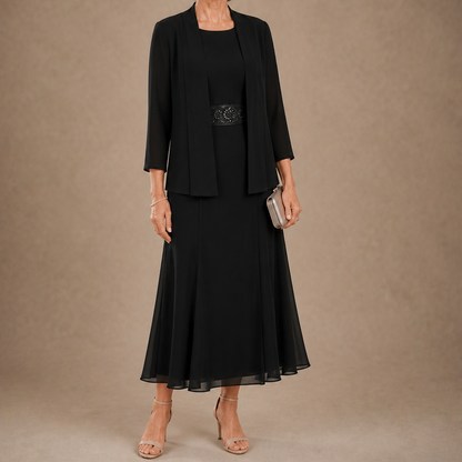 Embellished Chiffon Midi Jacket Set