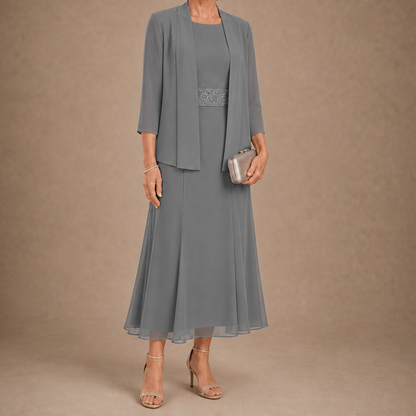 Embellished Chiffon Midi Jacket Set