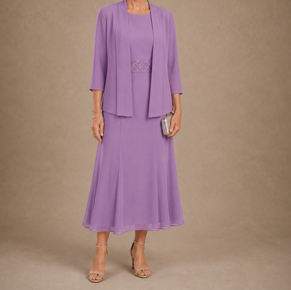 Embellished Chiffon Midi Jacket Set