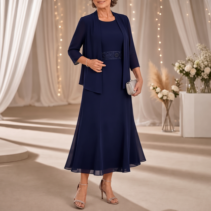 Embellished Chiffon Midi Jacket Set