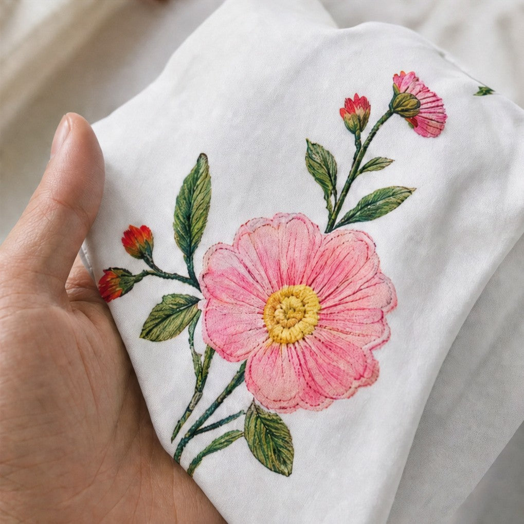 Embroidered Floral Long Sleeve Button Blouse