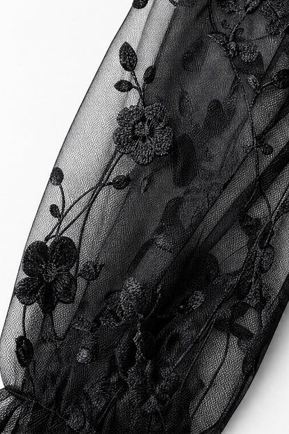 Embroidered Lace Long Sleeve Maxi Dress