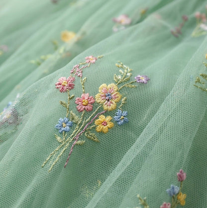 Embroidered Tulle Tiered Maxi Dress
