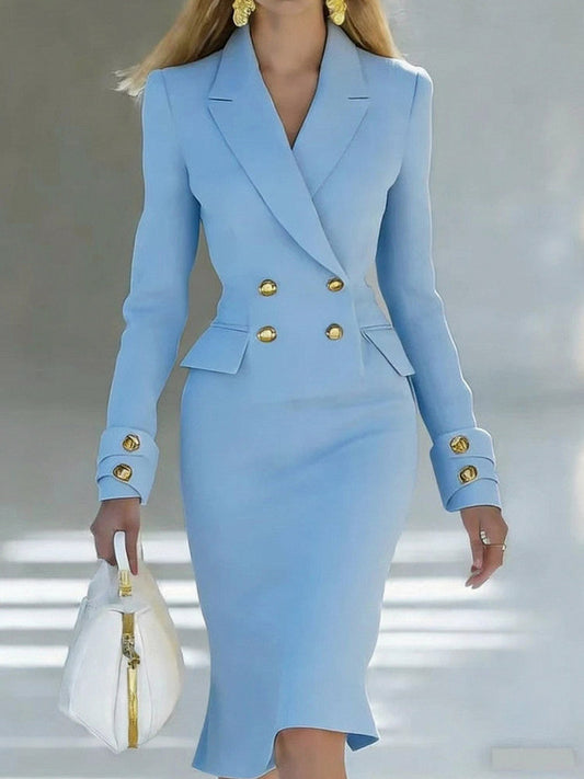 Long Sleeve Double Breasted Blazer Dress