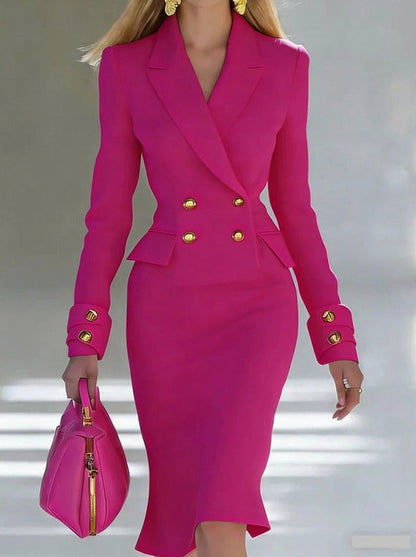 Long Sleeve Double Breasted Blazer Dress