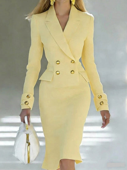 Long Sleeve Double Breasted Blazer Dress