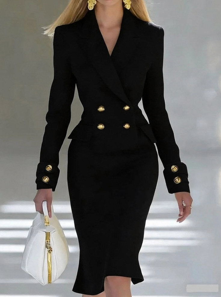 Long Sleeve Double Breasted Blazer Dress