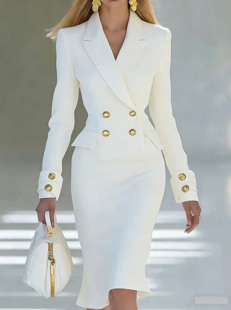 Long Sleeve Double Breasted Blazer Dress