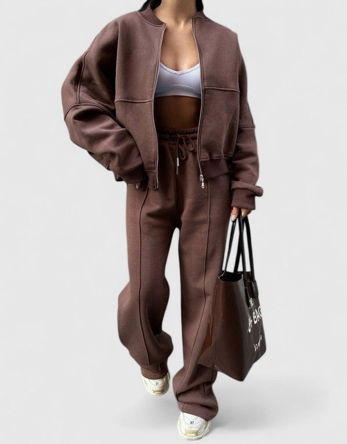 Fleece Bomber Jacket Matching Set