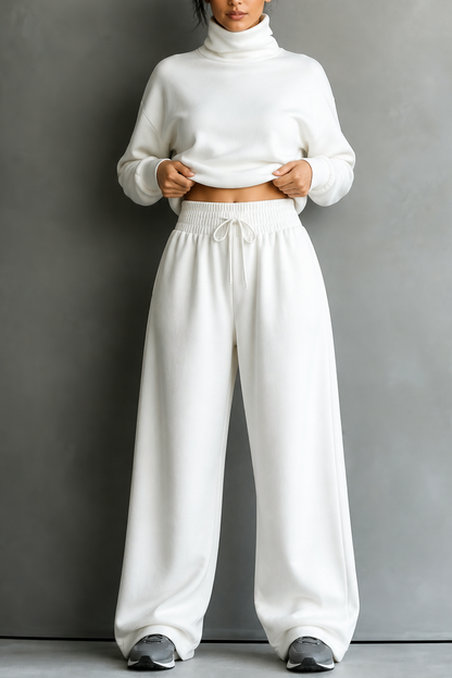 Fleece Turtleneck Wide Leg Set