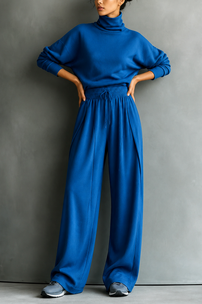 Fleece Turtleneck Wide Leg Set